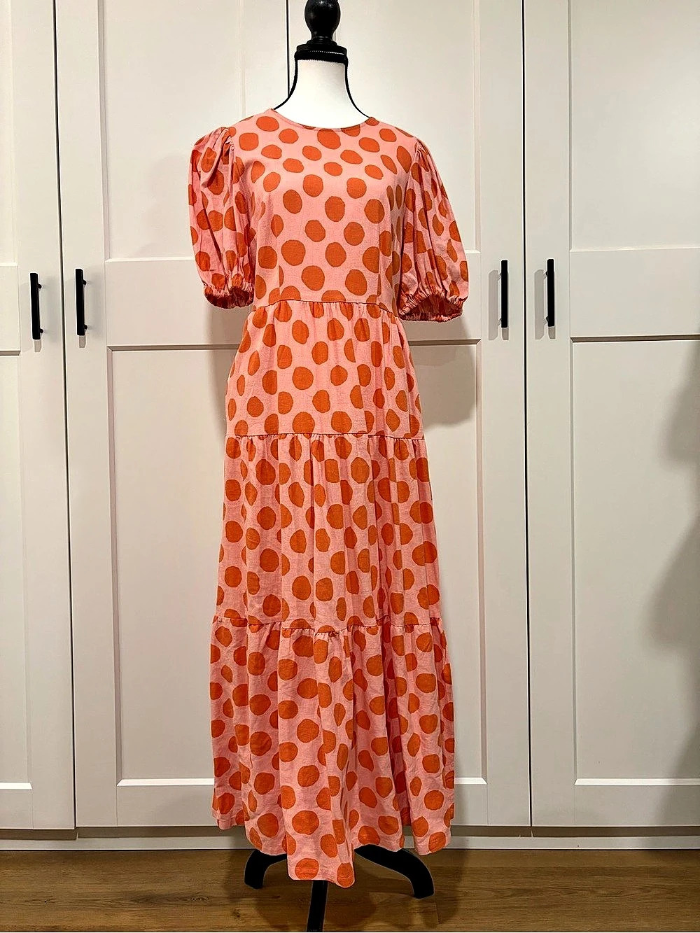 Who What Wear Polka Dot Maxi Dress in Pink & Orange Size Small Like New